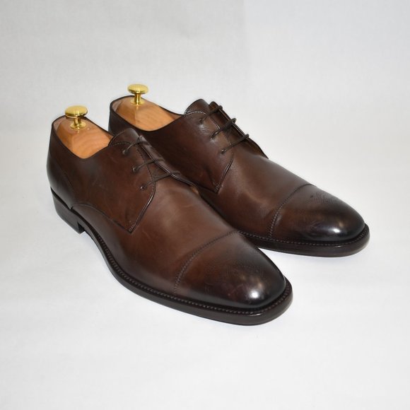 Hugo Boss Medallion Cap Toe Derby Dark Brown 9.5